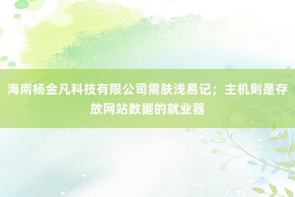 海南杨金凡科技有限公司需肤浅易记；主机则是存放网站数据的就业器